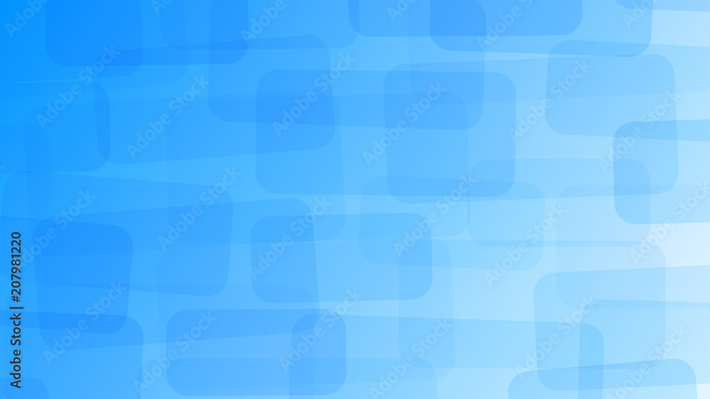 Abstract background of translucent rectangles with rounded corners in light blue colors