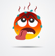 Isolated Feel hot emoticon in a flat design