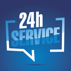 Wall Mural - 24 hours service in brackets blue white banner icon