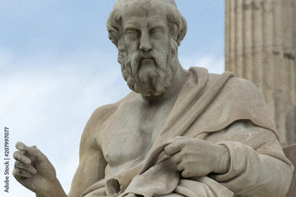 classic statues Plato close up - obrazy, fototapety, plakaty 