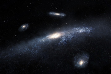 Wall Mural - distant spiral galaxies