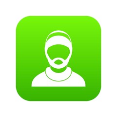 Canvas Print - Bearded man avatar icon digital green for any design isolated on white vector illustration