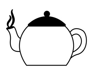 Canvas Print - teapot porcelain utensil kitchenware traditional vector illustration black and white black and white