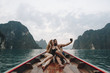 Couple taking selfie on a longtail boat