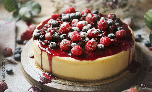 Fresh berry cheescake food photography recipe idea Fototapet