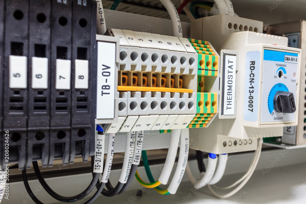 Electrical terminal junction box contain with electrical wiring cable ...