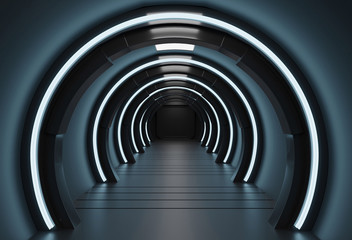 Wall Mural - 3d rendering futuristic elements of this image furnished ,spaceship dark interior with view,tunnel,c