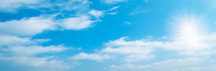 Wall Mural - beautiful blue sky clouds have pileus on cumulonimbus congestus for background. panorama of sky.