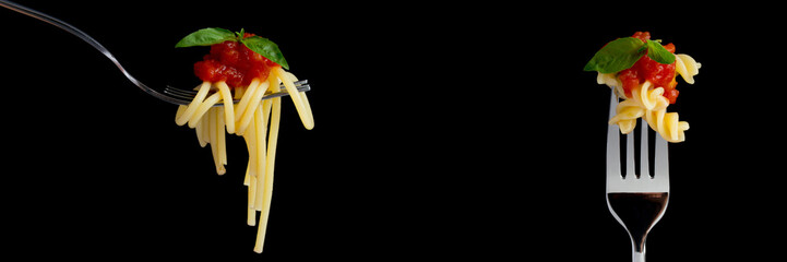 Banner of pasta on black background