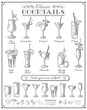 famous Cocktails vector illustrations set