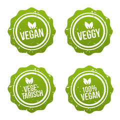 Wall Mural - Vegan Button und Vegetarisch Banner Set.