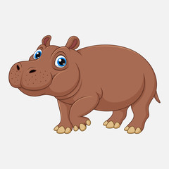 Wall Mural - Cute hippo cartoon isolated on white background