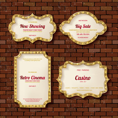 Poster - Illuminated retro frames set with shining lights