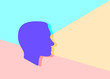 © sommersby - Flat Line modern pastel colored art design graphic image concept of Face profile icon with shadow on pink and blue background