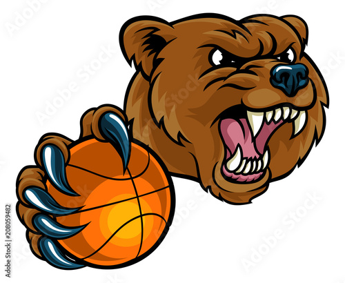Bear Holding Basketball Ball