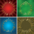 set of vector backgrounds with gold music frames - musical notes on flyers