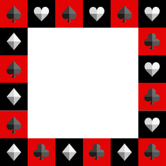 Wall Mural - Card Suit Chess Board Red and Black Border