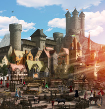 Enchanting Medieval Fantasy Town Marketplace