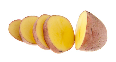 Canvas Print - cut potatoes isolated on white background