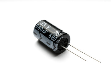 electrolytic capacitor isolated on white background
