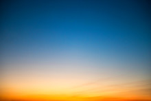 Sunset In The Sky With Blue, Orange And Red Dramatic Colors