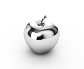 Metall apple isolated on white background 3d render