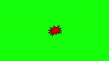 A Comic Strip Speech Cartoon Animation With An Explosion Shape. Words: Swoosh, Thwack, Squeak. White Text, Red And Yellow Spikes, Green Background.
