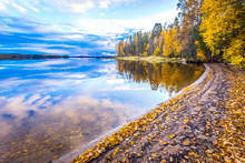 Autumn Lake View From Sotkamo, Finland.