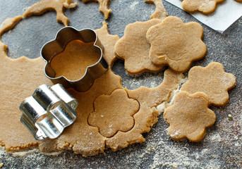 Cooking cookies with  cookie cutters