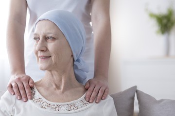 Sticker - Smiling elderly woman with cancer