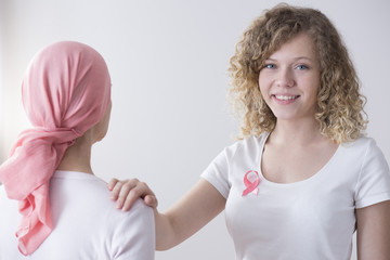 Sticker - Smiling woman with pink ribbon