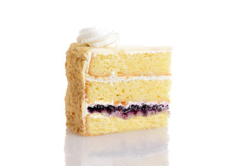 slice of blueberry cream cake