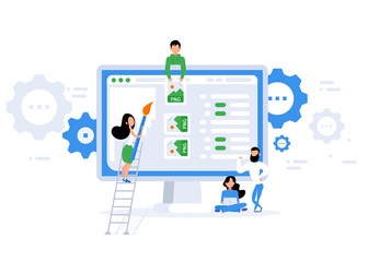 repair of the page. error 404 page. flat vector illustration in cartoon style. trendy flat style. ve