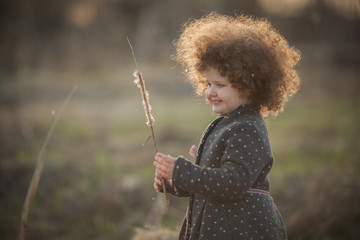 Wall Mural - little curly girl