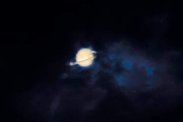 Wall Mural - Saturn back silhouette cloud sunset sky ,concept Saturn near Earth