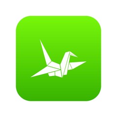 Wall Mural - Bird origami icon digital green for any design isolated on white vector illustration