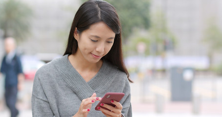 Poster - Woman use of cellphone for audio message