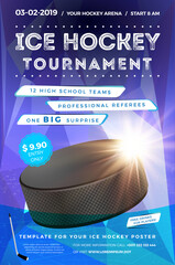 Wall Mural - Ice hockey tournament poster template with sample text