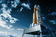 Space Launch System On Launchpad Over Background Of Sky