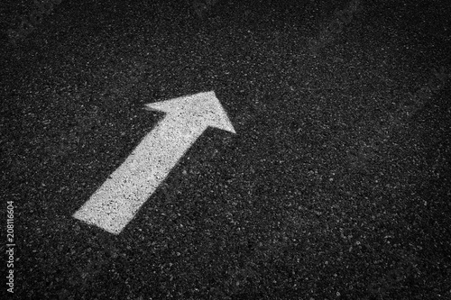 Fotografie, Obraz Arrow Painted on Street Asphalt for Directions and Safety Driving on Road