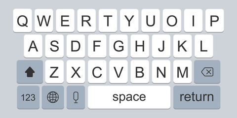 Creative vector illustration of modern mobile phone keyboard of alphabet buttons isolated on background. Smartphone art design keypad mockup. Abstract concept graphic device element flat style
