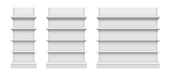 creative vector illustration of empty store shelves isolated on background. retail shelf art design.