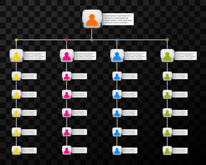 Creative vector modern style illustration corporate organizational chart slide of isolated on background. Business work flowchart process. Art design blank template. Infographic structure icon element