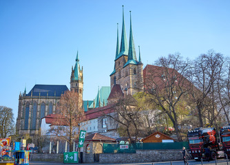 cathedral and severi-church in erfurt in east germany