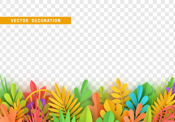 Wall Mural - grass, shape plant leaves border isolated with transparent background. vector illustration