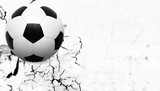 Fototapeta Perspektywa 3d - Fussball durchbricht Wand