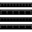 Set of black rulers with white scale and numbers. Vector illustration