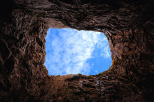 Deep Rocky Pit, View Of The Sky From The Inside