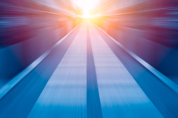 Wall Mural - fast speed blur zoom blue light business perform concept abstract for background.