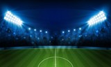 Fototapeta Pokój dzieciecy - Football arena field with bright stadium lights vector design. Vector illumination